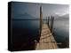 Wooden Jetty and Volcanoes in the Distance, Lago Atitlan (Lake Atitlan), Guatemala, Central America-Colin Brynn-Premier Image Canvas