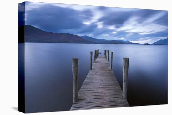 Wooden Jetty on Derwent Water in the Lake District, Cumbria, England. Autumn-Adam Burton-Premier Image Canvas