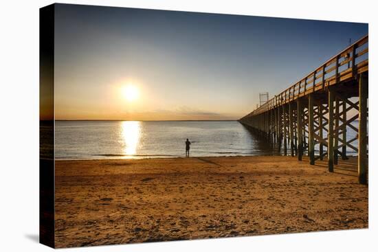 Wooden Pier Perspective at Sunset, Keansburg, New Jersey, USA-George Oze-Premier Image Canvas
