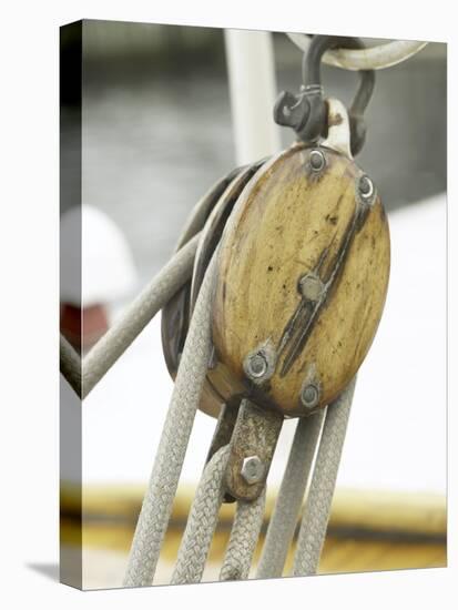 Wooden Pulley and Rope of Boat Rigging-null-Premier Image Canvas