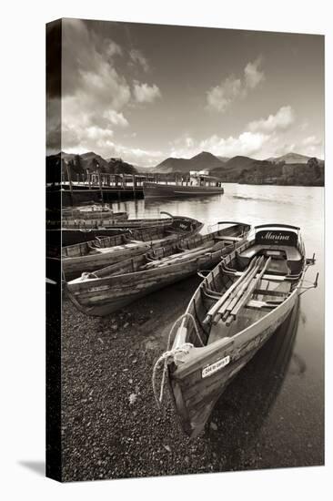 Wooden Rowing Boats on Derwent Water, Keswick, Lake District, Cumbria, England. Autumn-Adam Burton-Premier Image Canvas