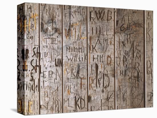 Wooden Wall, Names, Initials, Incised-Thonig-Premier Image Canvas