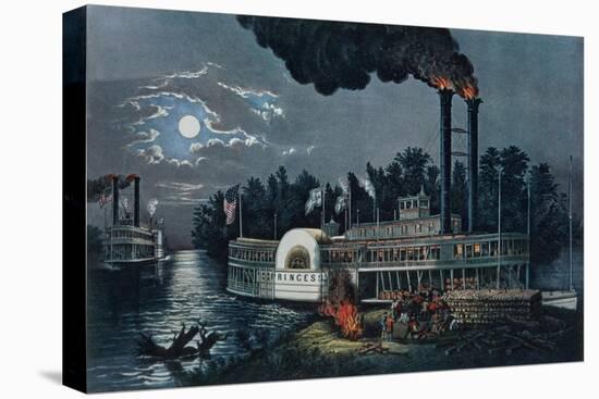 Wooding Up' on the Mississippi-Currier & Ives-Premier Image Canvas