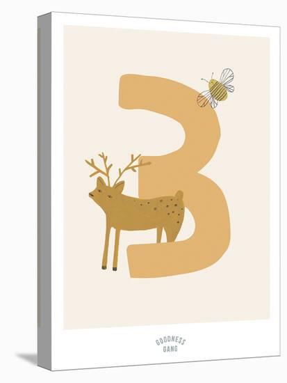 Woodland Numbers - Three-Goodness Gang-Stretched Canvas