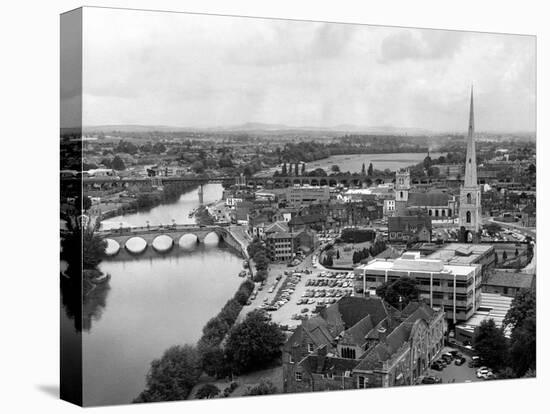 Worcester and the river crossings from the cathedral tower. 1968-Staff-Premier Image Canvas