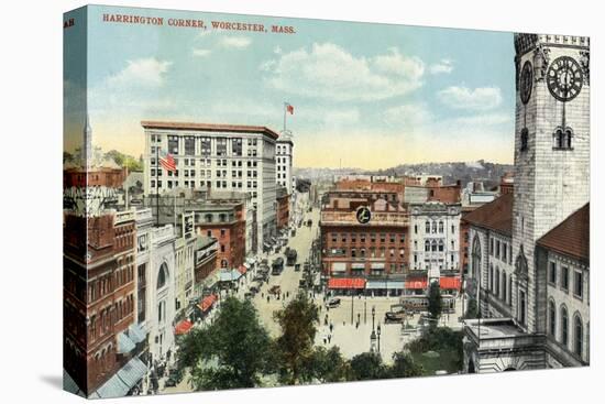 Worcester, Massachusetts - Aerial View of Harrington Corner-Lantern Press-Stretched Canvas