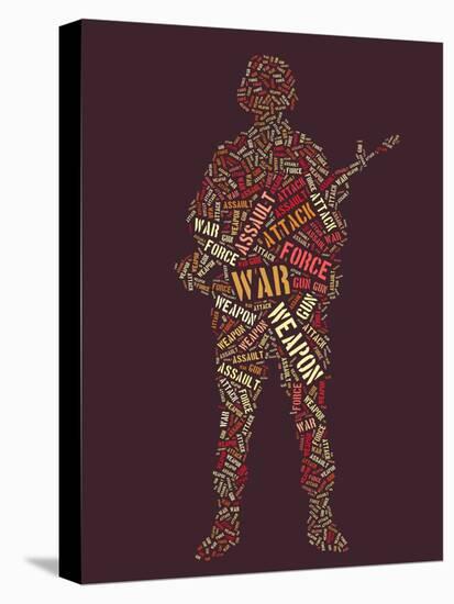 Wordcloud: Soldier with Rifle of War Words-alanuster-Stretched Canvas