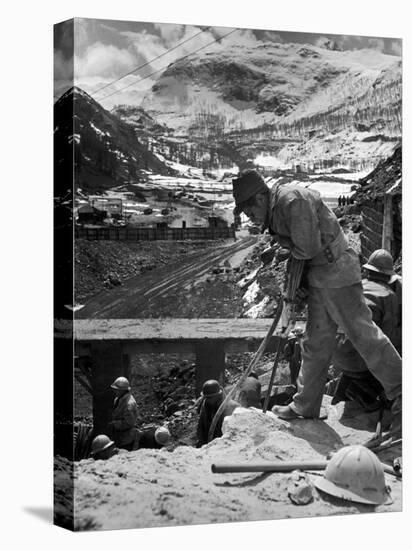 Worker Using a Jack Hammer to Help Build the Dam for the Eca-Sponsored Hydro-Electric Projects-Dmitri Kessel-Premier Image Canvas