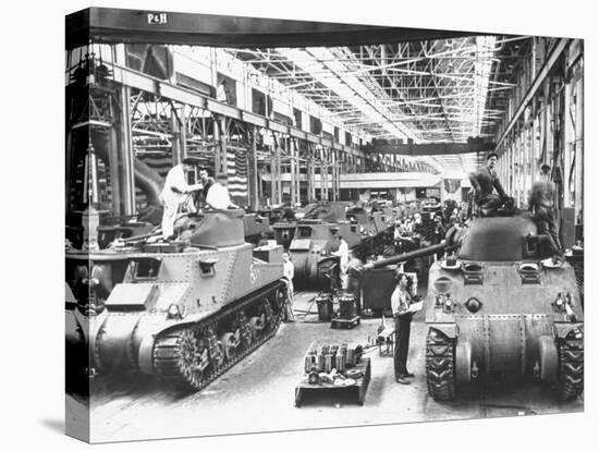 Workers on the Assembly Line at the Chrysler Tank Arsenal-null-Premier Image Canvas