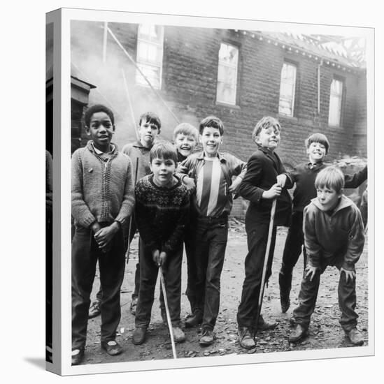 Working Class Children in Sheffield Playing in the Street-Henry Grant-Premier Image Canvas