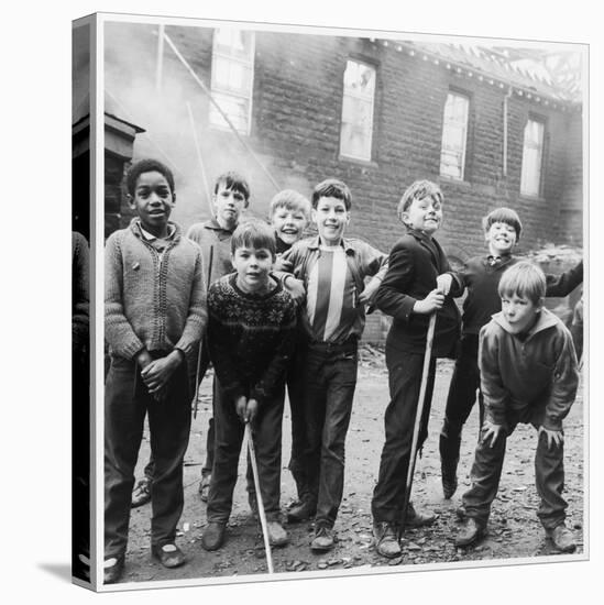 Working Class Children Playing Together in Sheffield-Henry Grant-Premier Image Canvas