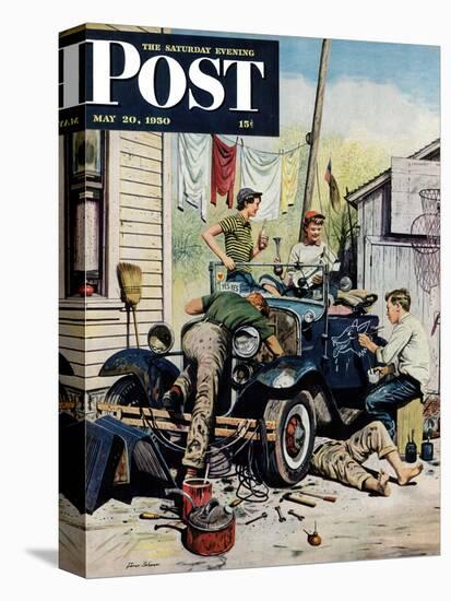 "Working on the Jalopy" Saturday Evening Post Cover, May 20, 1950-Stevan Dohanos-Premier Image Canvas