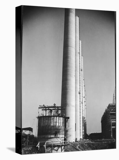 Workmen Building Huge Chimneys at World's Biggest Coal-Fueled Power Plant-Margaret Bourke-White-Premier Image Canvas