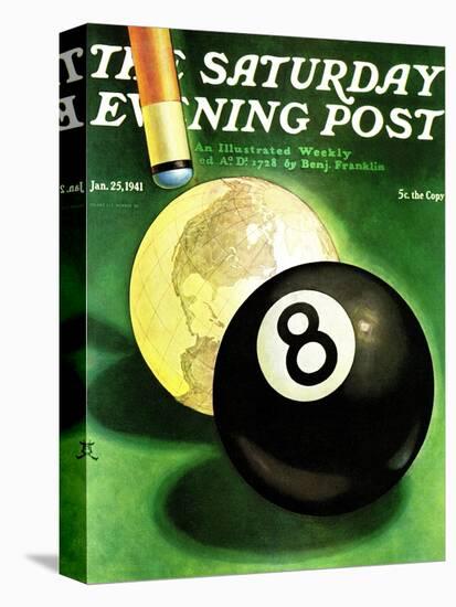 "World as Cue Ball," Saturday Evening Post Cover, January 25, 1941-Emmett Watson-Premier Image Canvas
