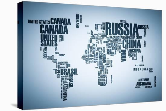 World Map: Countries in Wordcloud-alanuster-Stretched Canvas