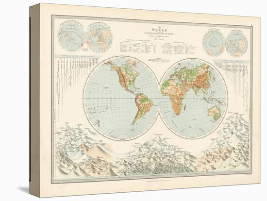 World Map - Distribution of Lord and Water-The Vintage Collection-Stretched Canvas