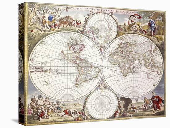 World Map from Atlas Maior, C.1705-Frederick de Wit-Premier Image Canvas