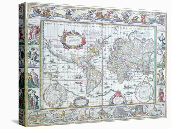 World Map, from "Le Theatre Du Monde" or "Nouvel Atlas," 1645-Willem Janszoon Blaeu-Premier Image Canvas