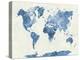 World Map in Watercolor Blue-paulrommer-Stretched Canvas