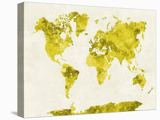 World Map in Watercolor Yellow-paulrommer-Stretched Canvas