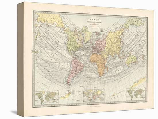 World Map on Sir J. Herschel's Projection 1881-The Vintage Collection-Stretched Canvas