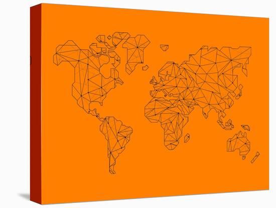 World Map Orange 2-NaxArt-Stretched Canvas