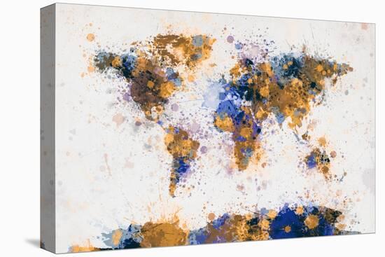 World Map Paint Splashes-Michael Tompsett-Stretched Canvas