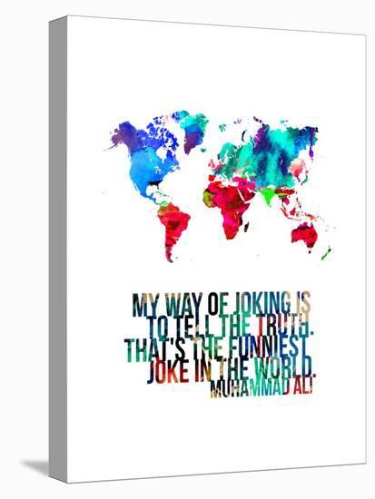 World Map Quote Muhammad Ali-NaxArt-Stretched Canvas