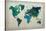 World Map Watercolor (Cool)-null-Stretched Canvas