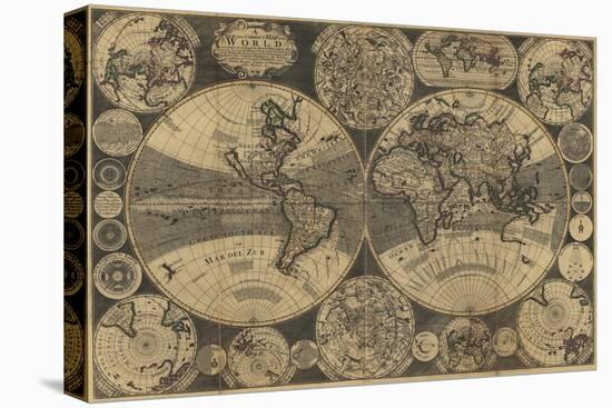 World Map with Planets-W. Godson-Stretched Canvas