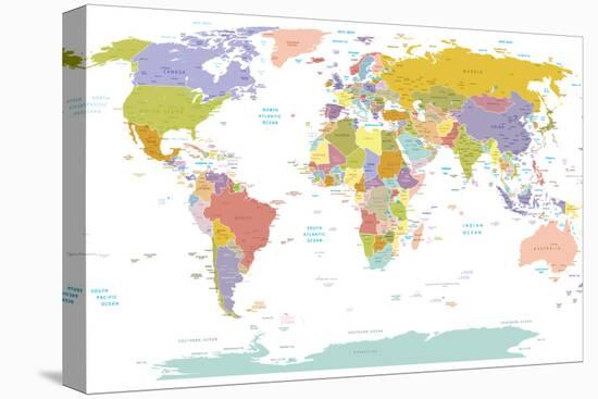 World Map-ekler-Stretched Canvas