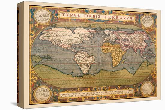 World Map-Abraham Ortelius-Stretched Canvas