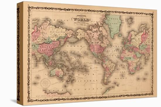 World Map-A.J. Johnson-Stretched Canvas