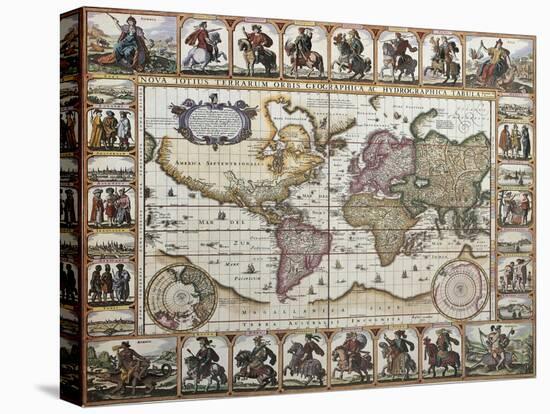World Old Map. Created By Nicholas Visscher, Published In Amsterdam, 1652-marzolino-Stretched Canvas