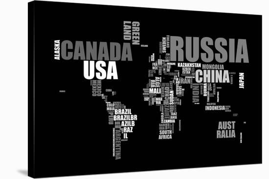 World Text Map-Michael Tompsett-Stretched Canvas