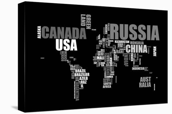 World Text Map-Michael Tompsett-Stretched Canvas