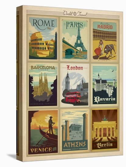 World Travel Multi Print I-Anderson Design Group-Stretched Canvas