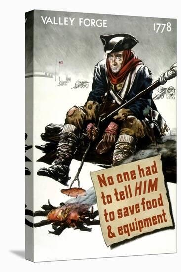 World War II Poster of a Revolutionary War Soldier Cooking over a Fire-null-Stretched Canvas