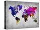 World Watercolor Map 13-NaxArt-Stretched Canvas
