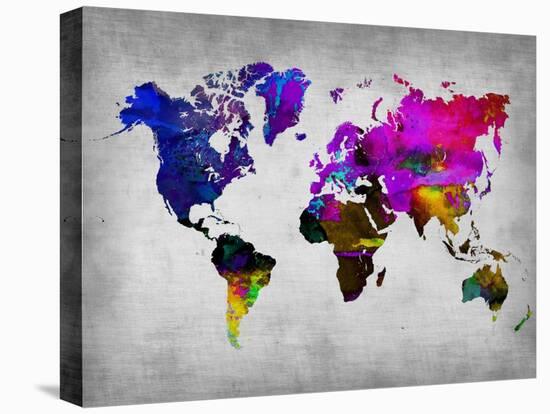 World Watercolor Map 13-NaxArt-Stretched Canvas