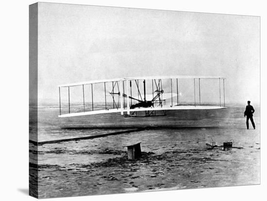 Wright Brothers Wilbur and Orville with 1903 Airplane "Kitty Hawk" on First Flight-null-Premier Image Canvas