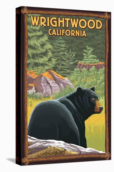 Wrightwood, California - Black Bear in Forest-Lantern Press-Stretched Canvas