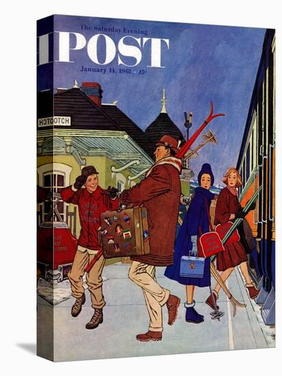 "Wrong Week at the Ski Resort," Saturday Evening Post Cover, January 14, 1961-James Williamson-Premier Image Canvas