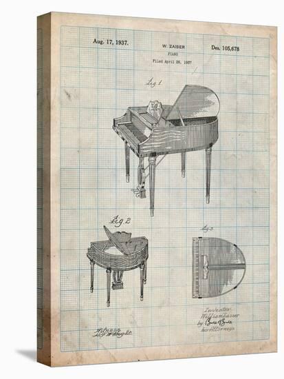 Wurlitzer Butterfly Model 235 Piano Patent-Cole Borders-Stretched Canvas