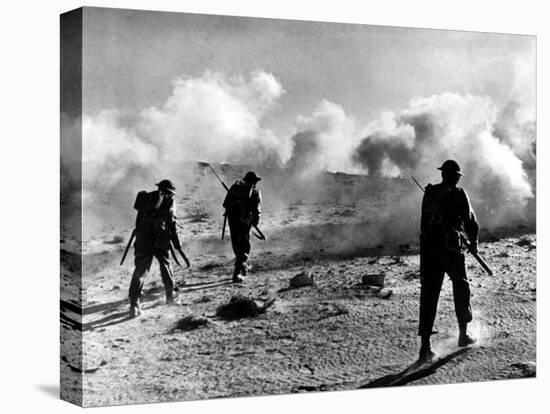 WW2 British Soldiers on Libyan Frontier 1941 Advancing Through a Smoke Screen-null-Premier Image Canvas