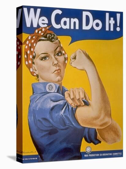 WWII Patriotic "We Can Do It" Poster by J. Howard Miller Featuring Woman Factory Workers-null-Premier Image Canvas