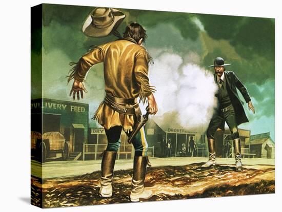Wyatt Earp at Work in Dodge City-Ron Embleton-Premier Image Canvas