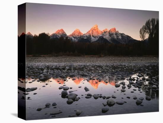 Wyoming, Rocky Mts, the Grand Tetons Reflecting in the Snake River-Christopher Talbot Frank-Premier Image Canvas