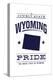 Wyoming State Pride - Blue on White-Lantern Press-Stretched Canvas