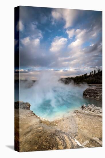 Wyoming, Yellowstone National Park. Clouds and Steam Converging at Excelsior Geyser-Judith Zimmerman-Premier Image Canvas